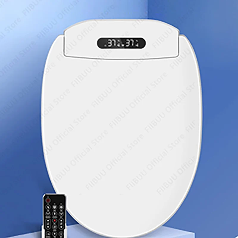 ที่นั่งชักโครกโถชําระล้างอัจฉริยะพร้อมที่นั่งอุ่น ฝาปิดแบบนุ่มนวล น้ําอุ่นทันที โหมดการทําความสะอาดระยะไกลไร้สาย ฝาครอบห้องน้ําแบบยาว 1