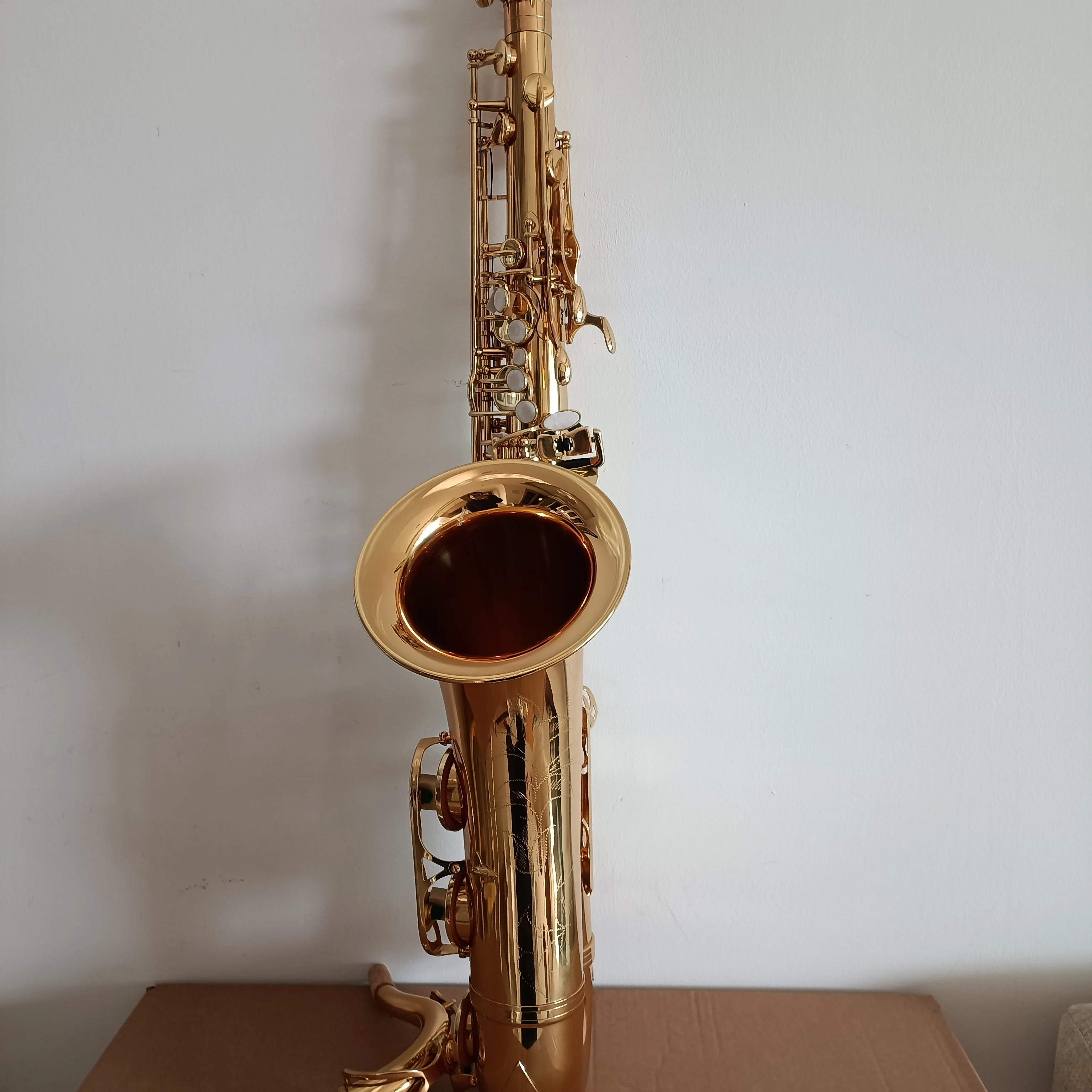 YTS-875 Golden color Tenor saxophone Deep carved Flowers with case