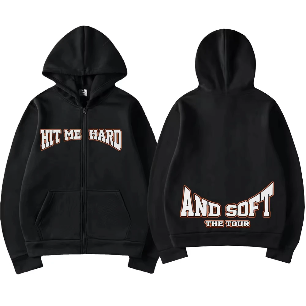Hit Me Hard and Soft 2025 Tour Merch Zipper Hoodies Männer Frauen Pullover Mode Hip Hop Zip Up Kapuzenpullover Jacke Fans Geschenk