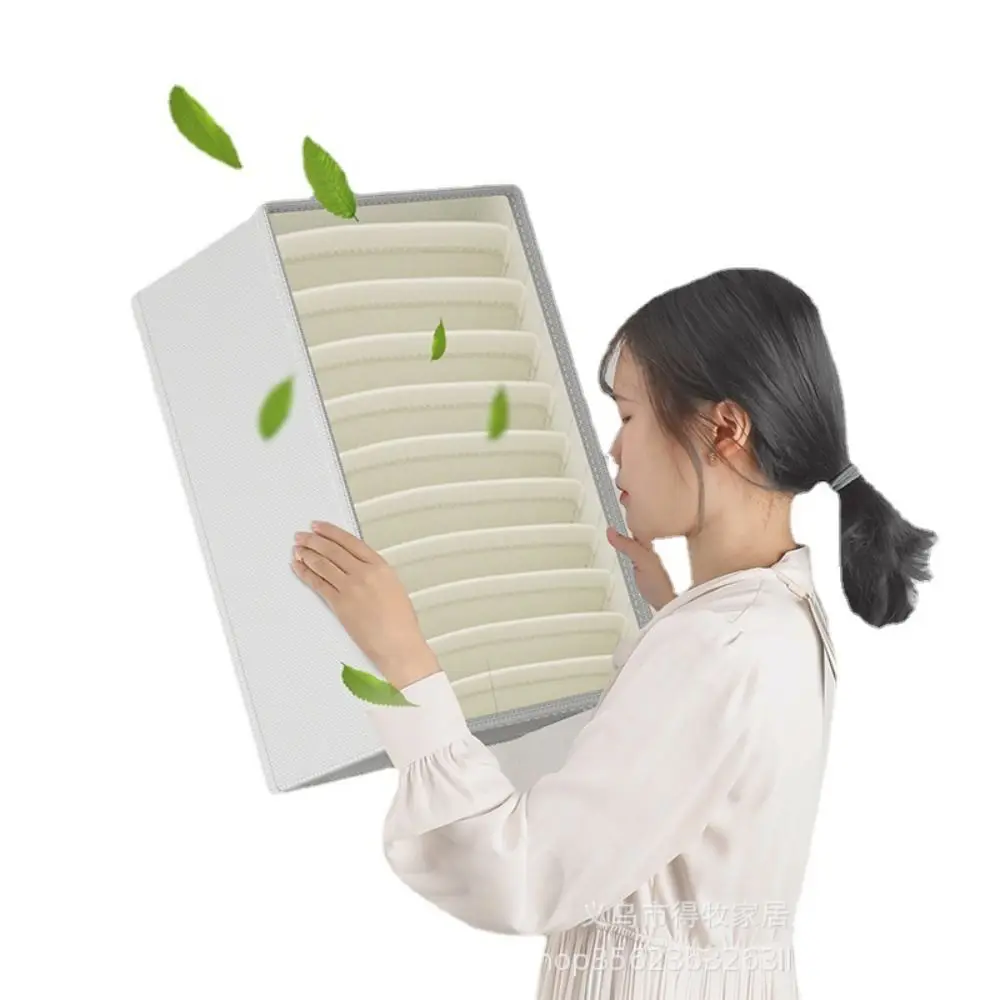 

Dividers Clothing Storage Box Khaki/Grey Separation Socks Storage Container Fabric Art Underwear Storage Drawer Multifunction