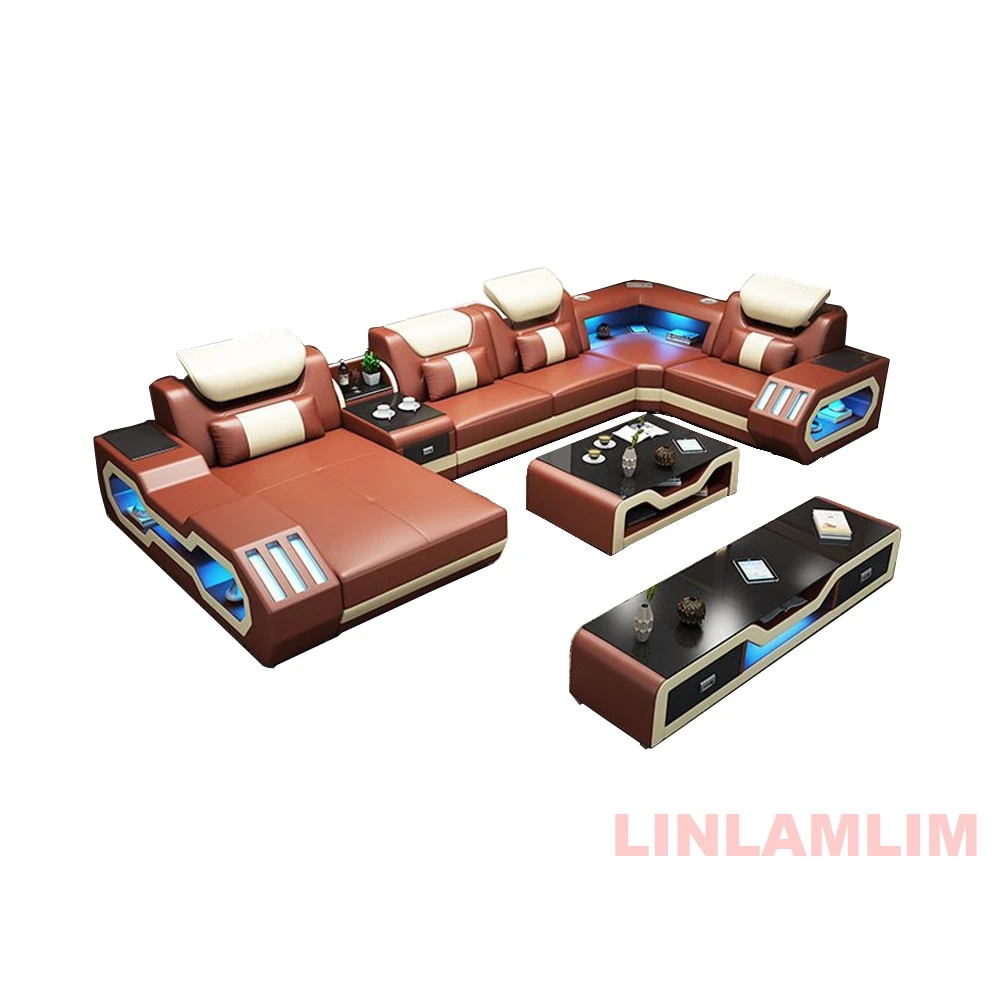 Linlamlim Modern LED Coffee Table and TV Stand with Storage Drawer, Stylish Curved Edges for Living Room and Entertainment Space