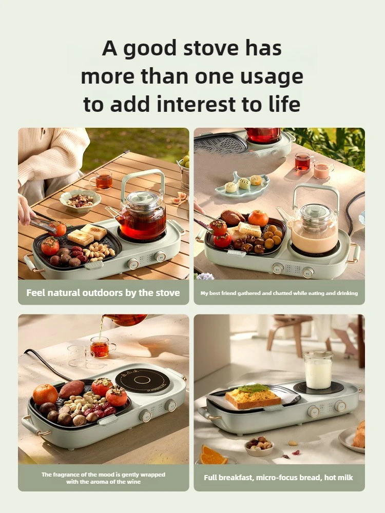 220V Stove-boiled Tea Machine Induction Cooker Tea Cooking Stove Machine for Hot Drinking Party with Roast Function