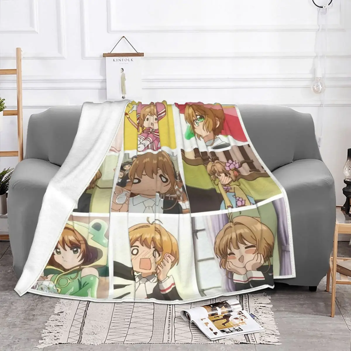 

Cartoon Cardcaptor Sakura Anime Plaid Blankets Fleece Print Multifunction Ultra-Soft Throw Blanket for Bedding Office Bedspreads