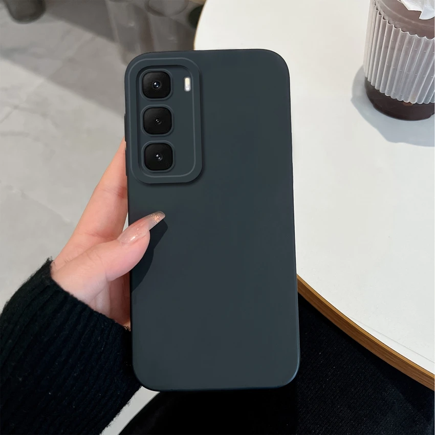 Solid Color Matte Silicone Anti-Slip Phone Cover with Lens Protection