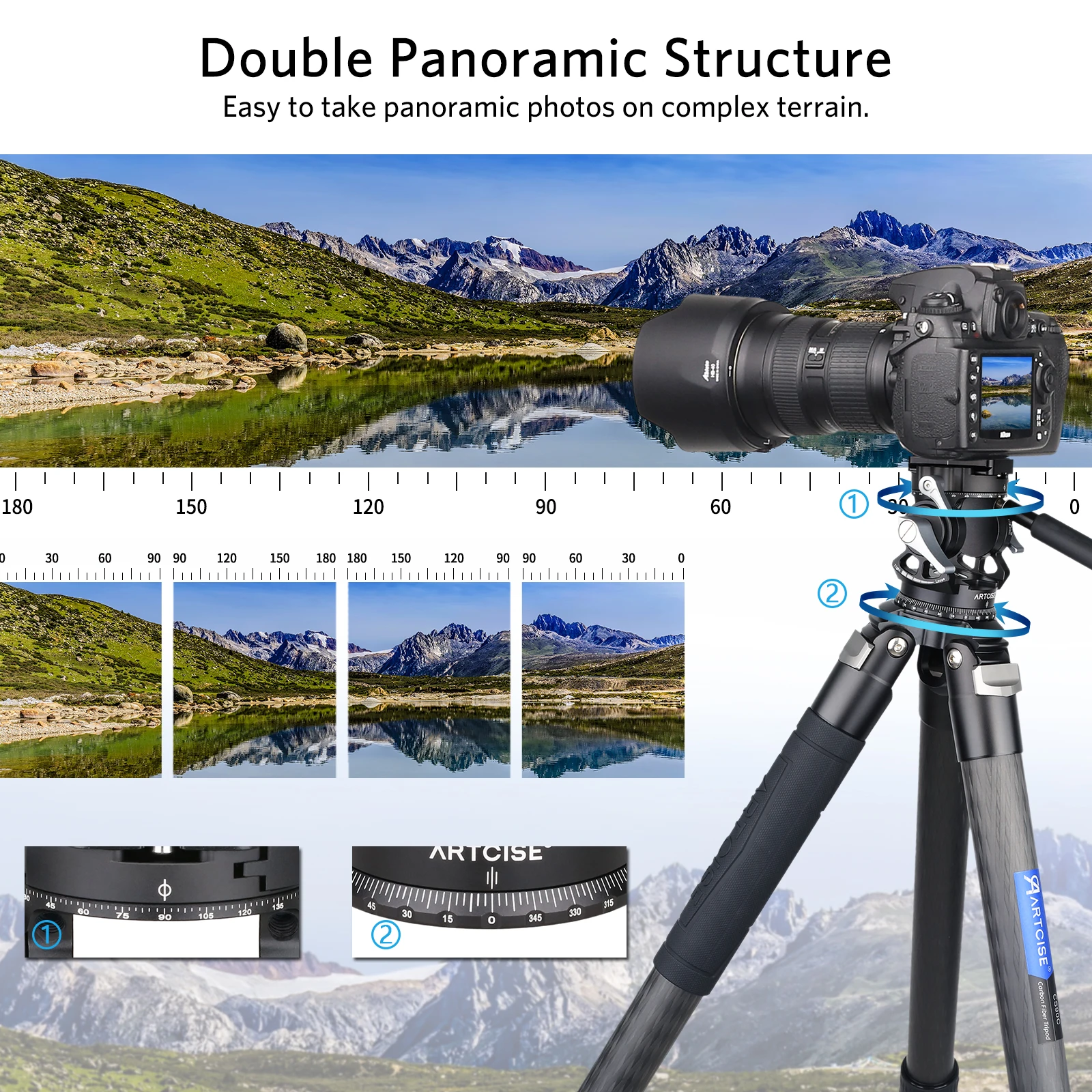 Artcise New Hollow Video Hydraulic Head-51&deg;+90&deg; Double Panoramic Structure CNC Lightweight Compact Fluid Video Head for Tripod camera fluid head camera panoramic head