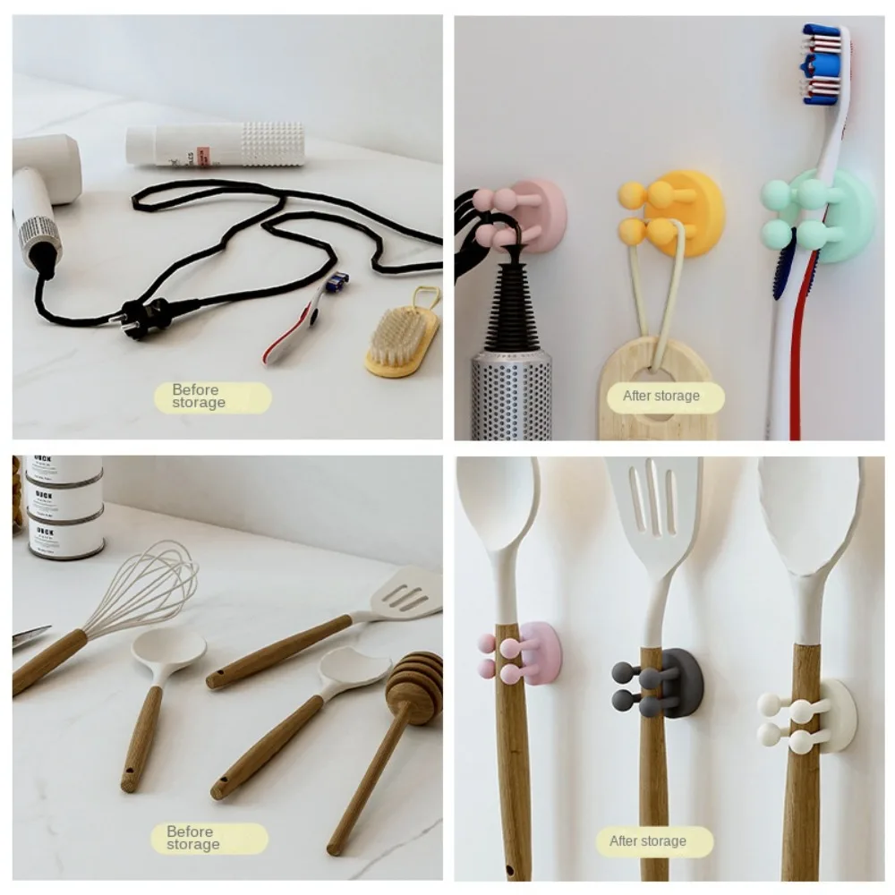 Must-have Silicone Toothbrush Holder Multifunctional Self Adhesive Plug Holder Waterproof Sticky Shower Shaver Kitchen