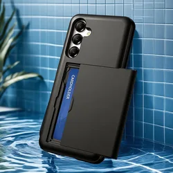 Sleek Wallet Case with Slide Card Slots and Protective Cover - Galaxy A17 (Black)