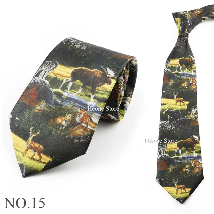 Neuartige Weiche Seidenkrawatte für Herren Kreative Graffiti Katze Hund Karte Mathematik Druck Polyester Krawatte Casual Party Alltagskleidung Accessoire – Detail 16
