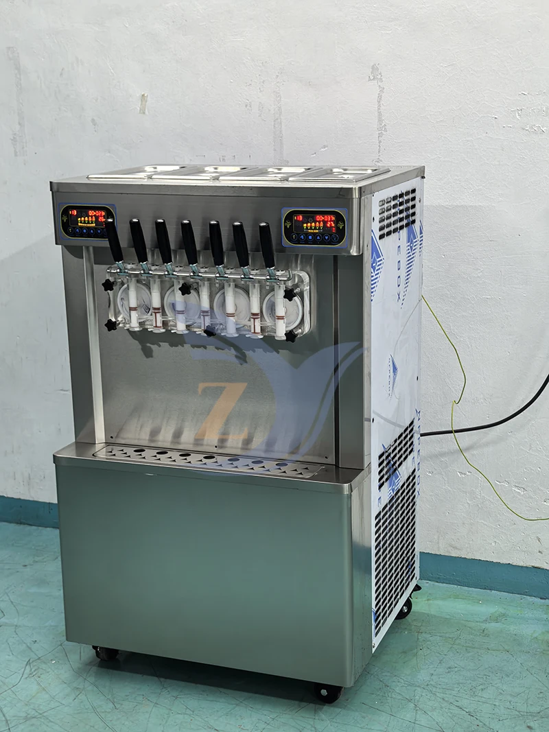 Description Picture 4 of itemIce Cream Machine ZY-370 Soft Maker Seven Flavors Commercial Vertical Automatic Stainless Steel Large Capacity Dessert Snacks