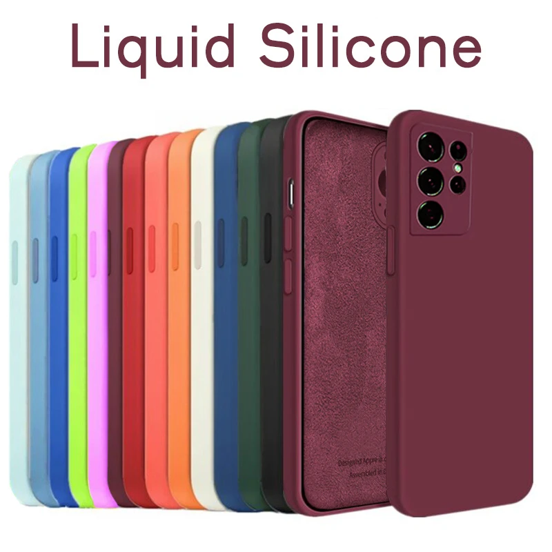 galaxy s22+ leather case Square Liquid Silicone Case for Samsung Galaxy S22 S21 S20 Ultra Plus FE S10 A52 A32 A73 A72 A71 A53 A51 A33 4G 5G Soft Cover galaxy s22+ case