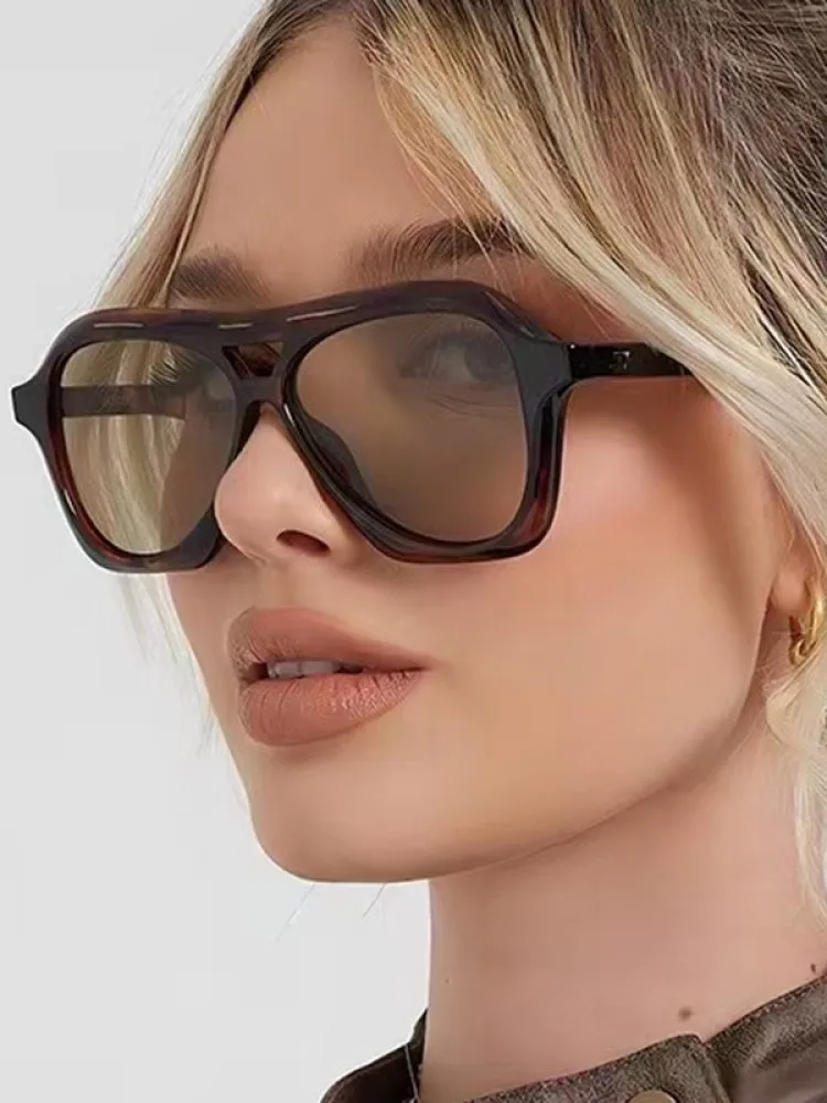Lunettes de soleil rétro à double pont pour femmes, de marque, nouvelle mode, verres dégradés personnalisés, lunettes pour hommes, protection UV400 1 Lunettes de soleil rétro à double pont pour femmes, de marque, nouvelle mode, verres dégradés personnalisés, lunettes pour hommes, protection UV400 1