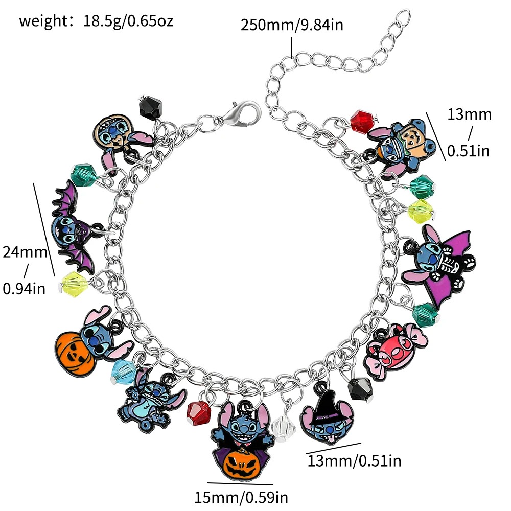 thumbnail image 1 of Disney-pulsera con dijes de esmalte de Lilo & Stitch para mujer, figura de Anime, Stitch, joyería DIY, creatividad, accesorios de mano de dibujos animados, 1 of 5