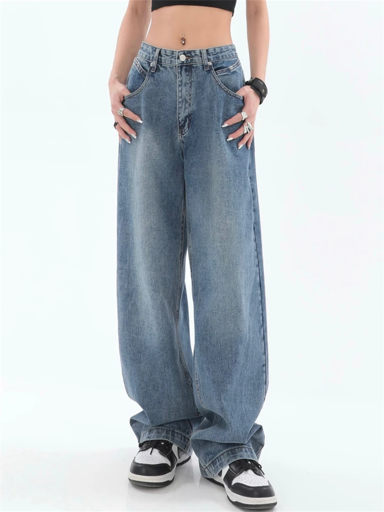 

Weekeep Baggy Denim Mom Jeans Women High Waist Vintage Oversized Cargo Pants Casual Streetwear Harajuku Straight Leg Jeans Femme