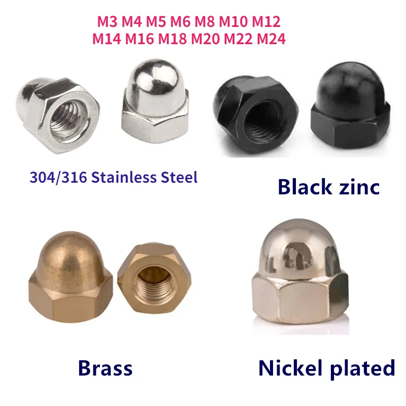 304 Stainless Steel Nylon Brass Acorn Nut Hex Head Cap - View #8