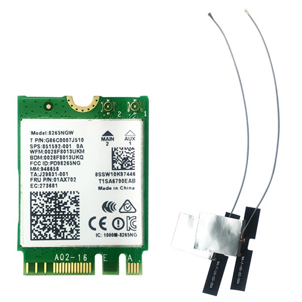 

AC8265 беспроводная сетевая карта 2,4 ГГц-5 ГГц Двухдиапазонная M.2 Wifi карта с IPEX4 поколением гибкая антенна для