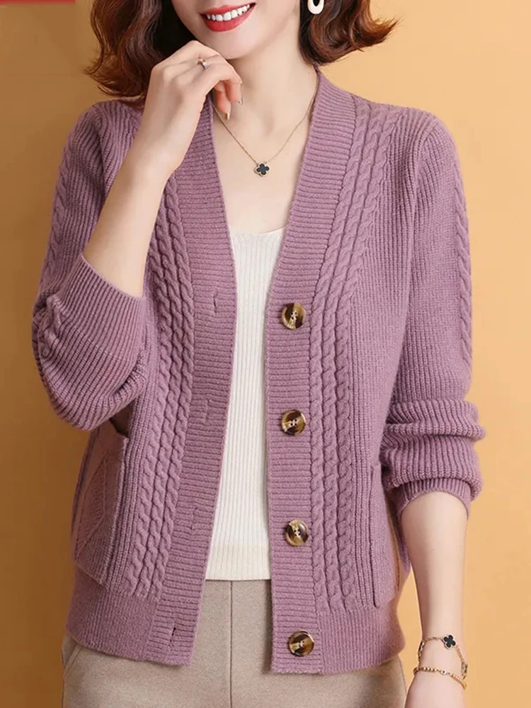 Casual Knitted Cardigan Slim Single Breasted Sweater New Korean