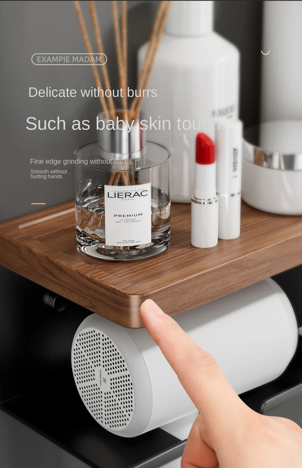 wood Hair Dryer holder，wood Dryer cradle, Hair Tools Styling Organizer for Bathroom ,Hair Dryer Stand for bathroom，Blower holder 2