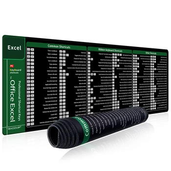 EXCO Excel Shortcuts Mouse Pad Large Extended Office Computer Desk Mat Big Keyboard Mousepad with Stitched Edge Non-Slip Base