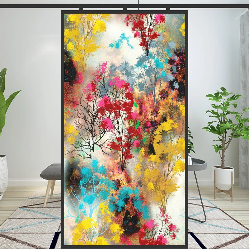 

Window Film Privacy Frosted Glass Sticker Heat Insulation and Sunscreen Tree Painting Decoration Adhesive sticker for Home