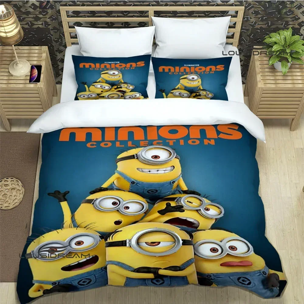 3D Cartoon M-Minions printed Bedding Sets exquisite bed supplies set duvet cover comforter set bedding set luxury Birthday Gift 2