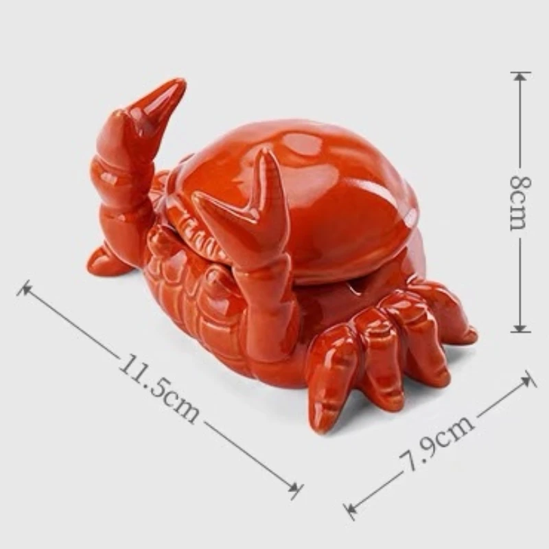 Ashtray Crab Ceramic Tea Pet Office Home Living Room with Cover Anti Fly Ash Chinese Cute Ornament Decoration