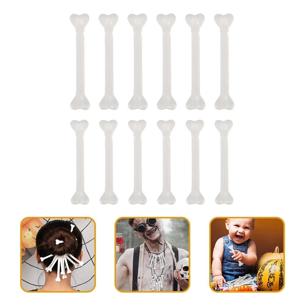 

12 Pcs Decor Halloween Props Fake Bone Decorate Plastic Bones Tabletop White Party Accessories Decorative Human