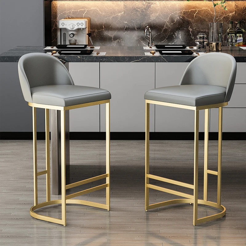 

Barstool Metal Bar Chair Leather European Modern Minimalist Bar Stool Reception Desk Shell Sillas Para Comedor Home Furniture