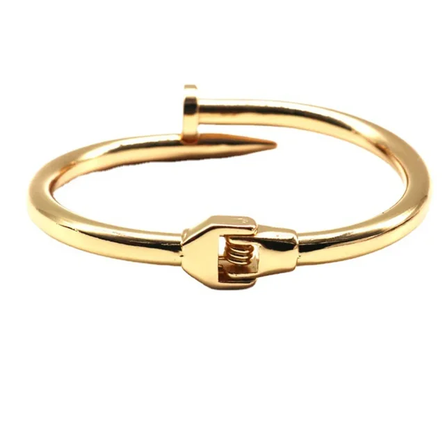 Simple Stainles Steel Nail Opening Cuff Bracelets Trendy Screw Bangle Female OL Temperament Jewelry Gift 2