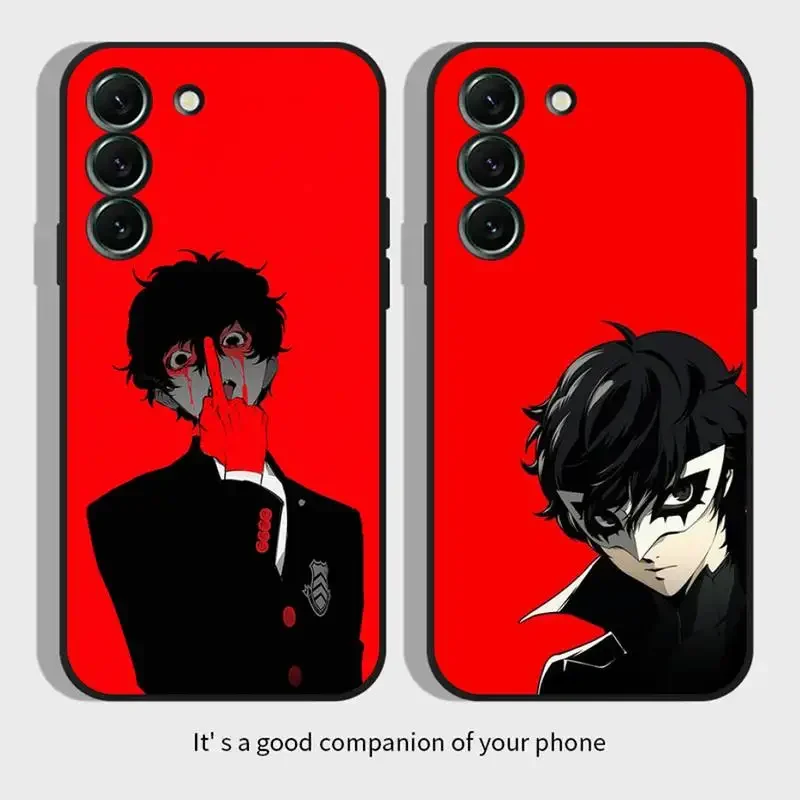 Custodia Per Telefono Da Gioco P-Persona 5 P5 Per Samsung Galaxy,S,23,22,21,20,10,E,9,8,7,6,5G,Plus,Edge,Ultra,Lite Cover Morbida Nera