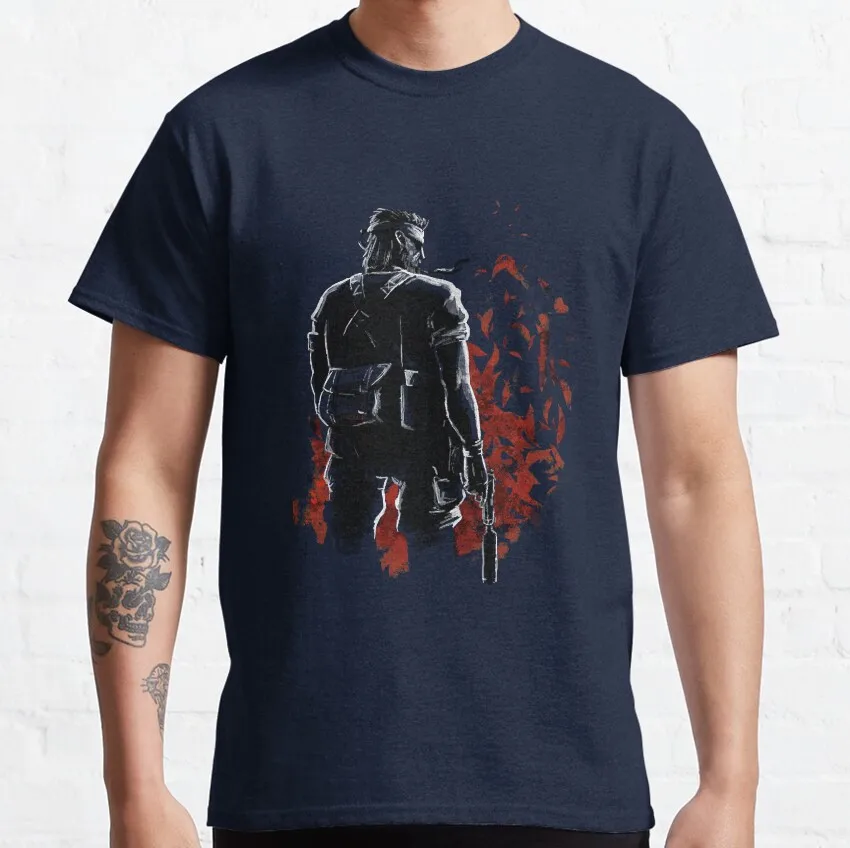 Metal Gear Solid Big Boss Sketch Graphic Cotton T-Shirt - Plus Size Men's Gaming Apparel