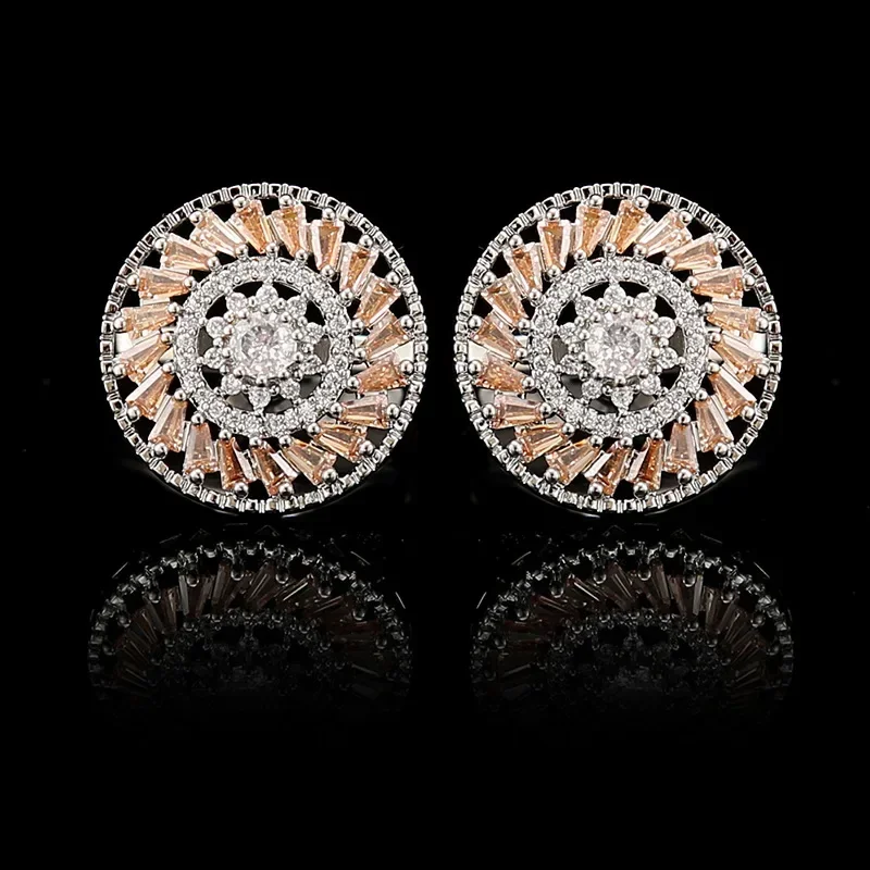 French Cufflinks Luxury Men's Wedding Windmill Zircon Rhinestones Cuff Links High-end Business Banquet Suit Shirts Accessories for mens cufflinks