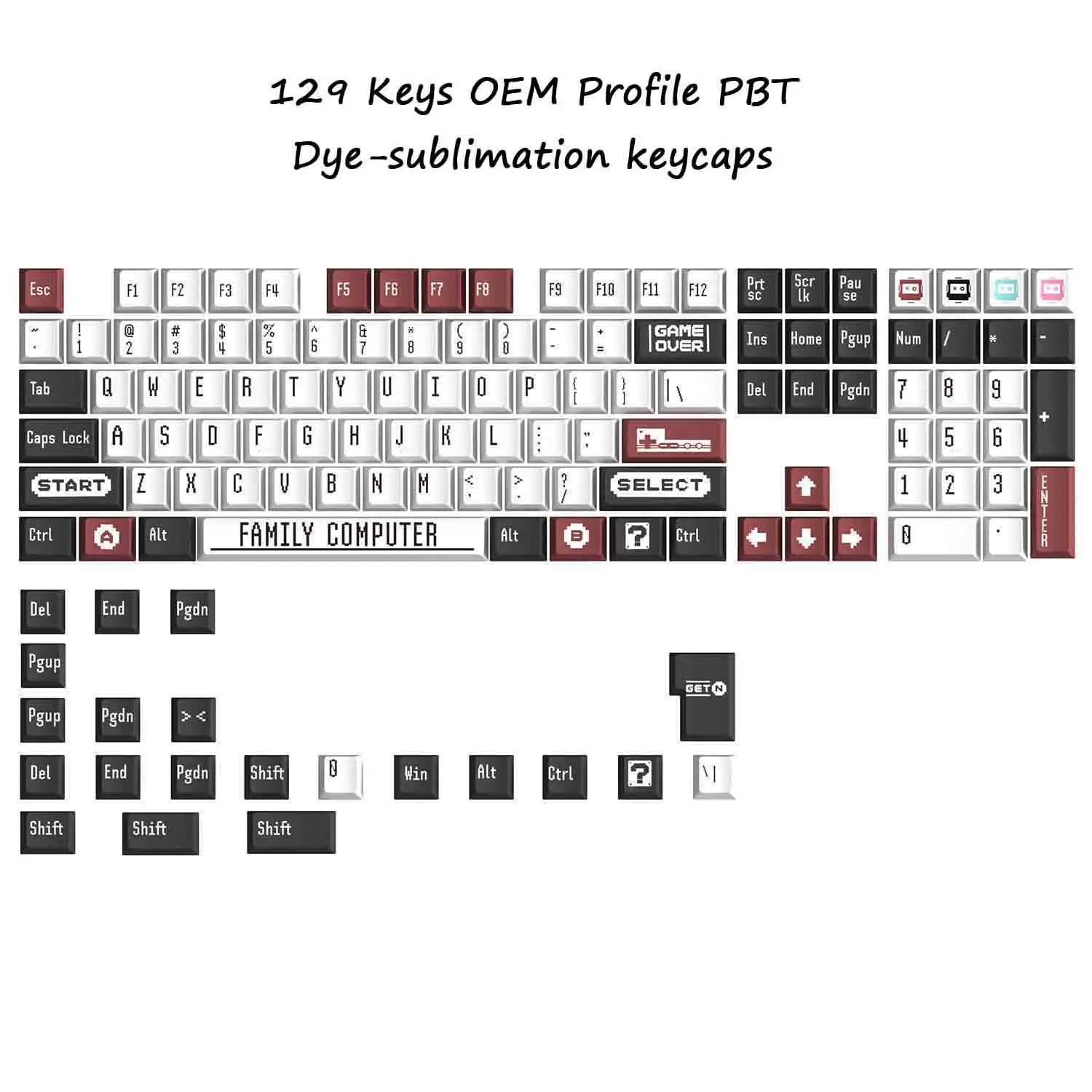 129 Keys Retro family Computer keycaps For Cherry MX Switch Mechanical Keyboard OEM Profile Dye Sublimation PBT Arabic key Caps