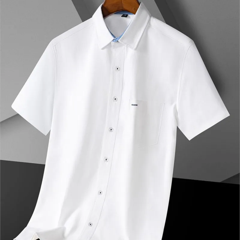Business Oxford Woven Men's Casual Short-sleeved Cotton Loose Shirt Fashion Men's Short-sleeved Shirt Summer