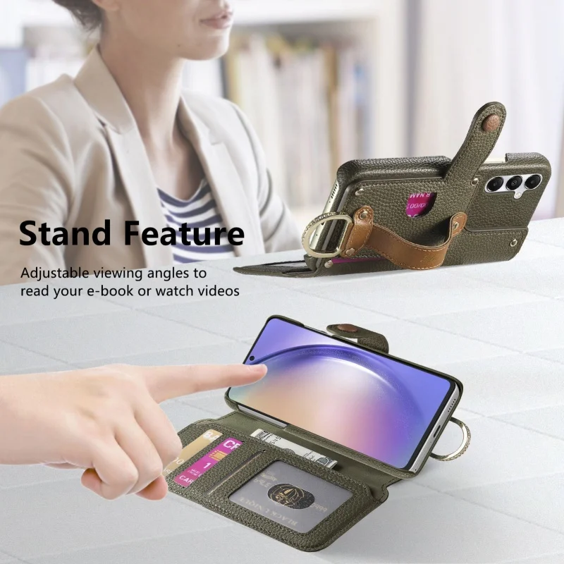 Deluxe Flip Leather Wallet Phone Case with Card Holder and Strap