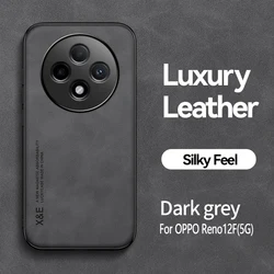 Magnetic Suede Leather Shockproof Matte Silicone Case Cover for Reno12F 5G (Dark Grey)