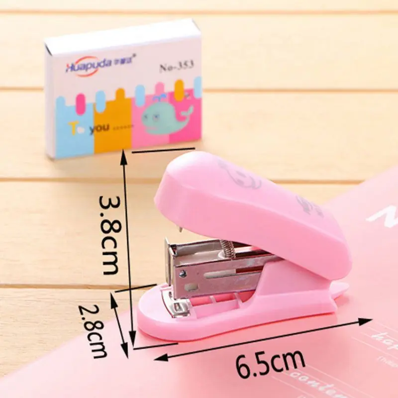 Mini Stapler Set 1 Set Lytwtw's Fashionable Candy Color Stapler With Steel Clips Office School Uniform Supplies