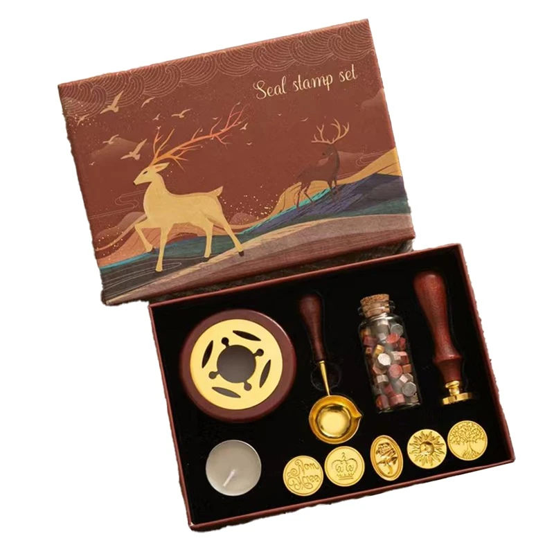 Wax Seal Stamp Set Lacquered Stamp Sealing Wax Kit DIY Craft Supplies Wedding Invitation Decorative Sealing Set