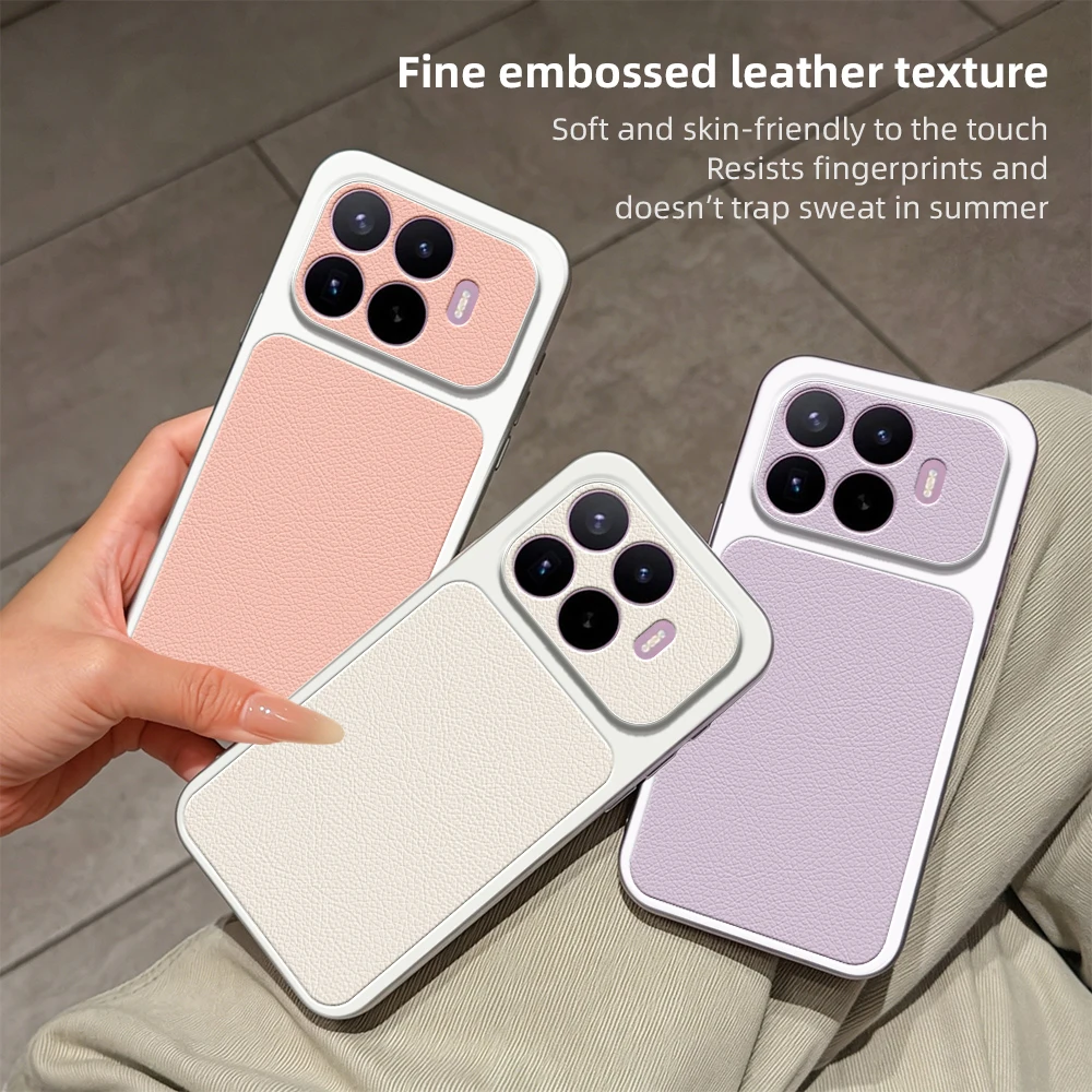 Luxury Leather Back Case with Lens Protection - Elegant Matte Finish