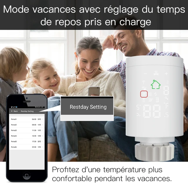 Tête Thermostatique Connectée et Intelligente,Intelligent Tête de Robinet  Thermostatique Radiateur Connecté Programmable WiFi Extensible Alexa/Google  Home, Smart Life/Tuya App Compatible