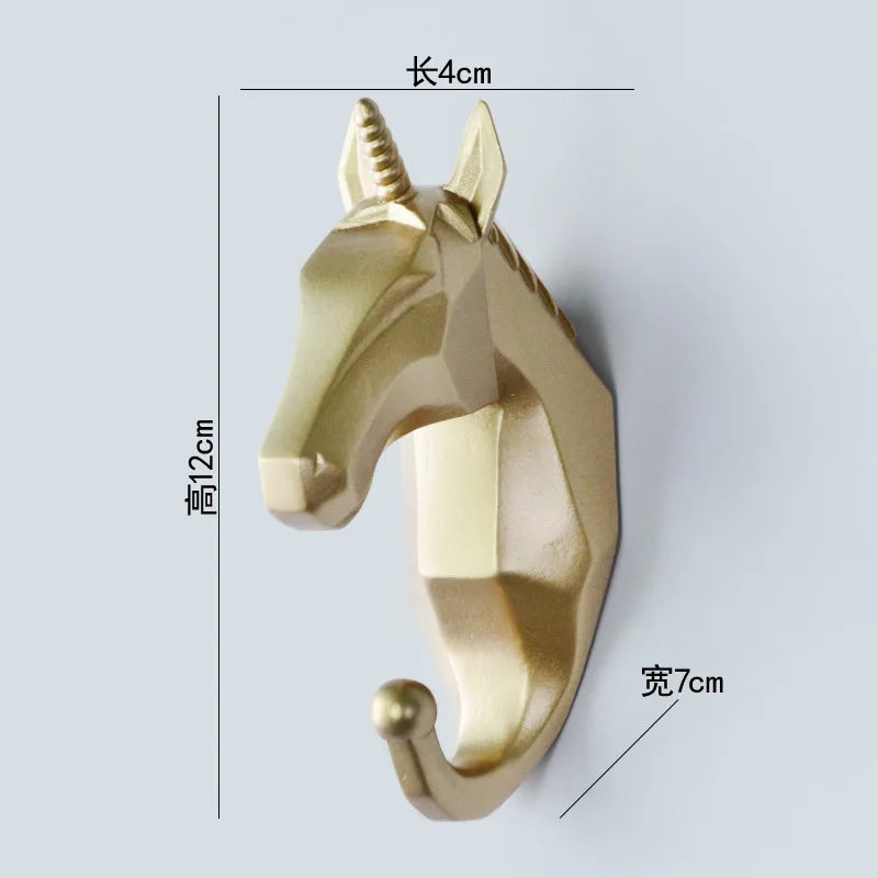 Animal Head Resin Key Hook Decor Holder Clothing Deer Elephant Unicorn Rhinoceros Racks Hook Coat Bag Hanger Cap Decor Home Wall 5