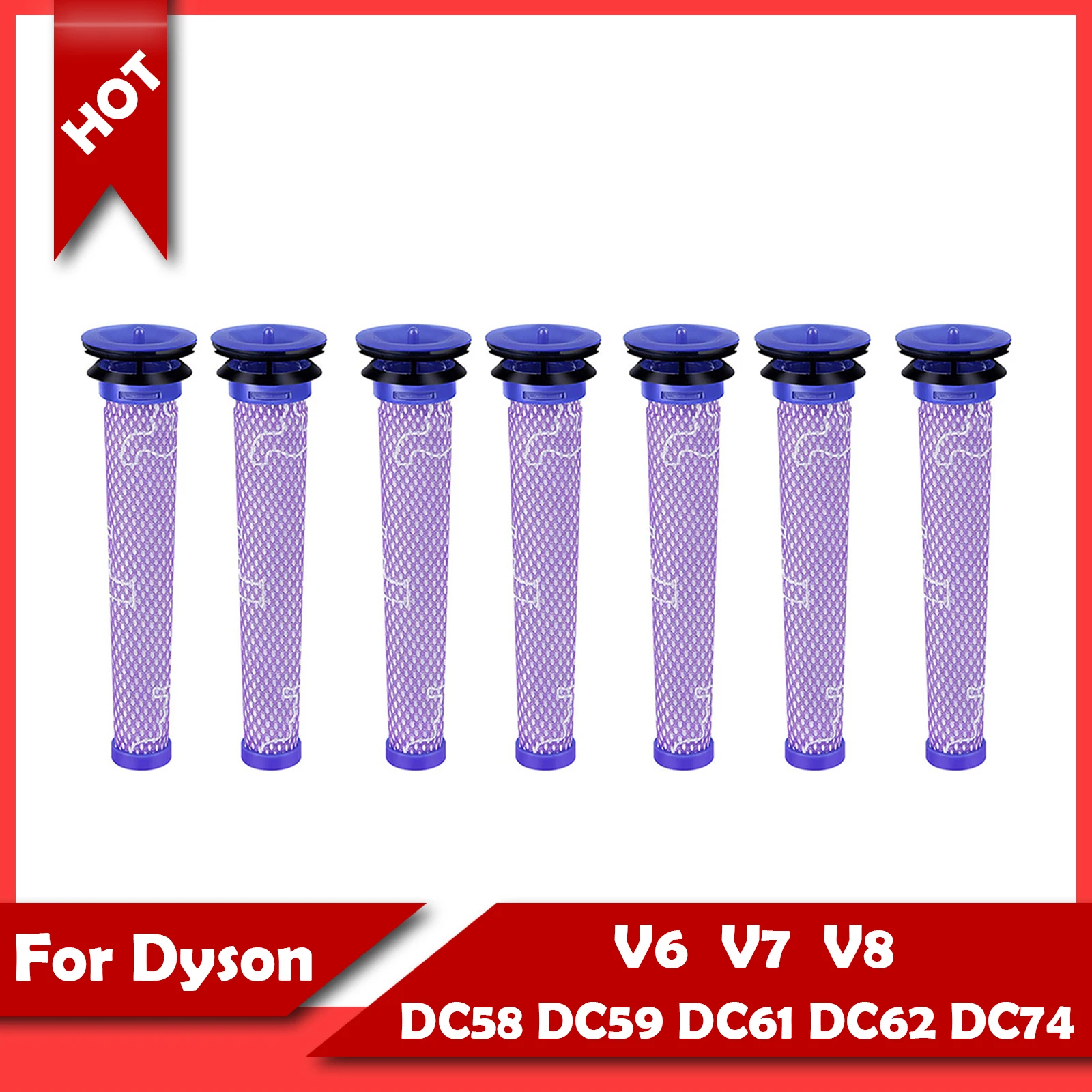 

3 pcs For Dyson Replaces Filter V6 V7 V8 DC58 DC59 DC61 DC62 DC74 Vacuum Cleaner Front-facing Filter Part
