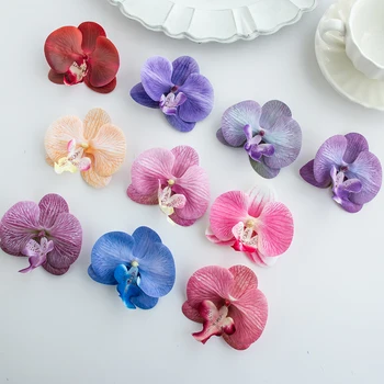 Orchidée papillon thaïlandaise fleurs artificielles articles de vente chaude accessoires de mariée de mariage de noël chapeaux et pinces à cheveux cadeau de bricolage 1