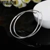 High Quality New 925 Sterling Silver Hoop Earrings For Women Engagement Party Jewelry 5CM Big Circle Trendy Christmas Gifts 4