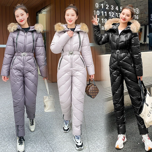 Traje de esquí de una pieza para mujer, monos de nieve, mono de lana de  esquí de montaña, chaqueta de esquí súper cálida, pantalones, traje de nieve  transpirable, Invierno - AliExpress