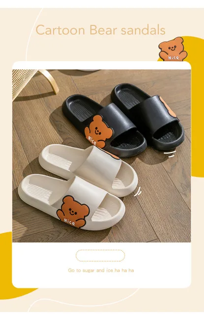 AHOME Summer Bear Head Slippers Women Sandals Unisex Selipar Rumah 熊熊拖鞋 |  Shopee Malaysia