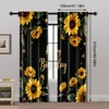 2pcs, Curtains Digital Printed 2D print Sunflower Happy Birthday Durable 100% Polyester Fabric (without rod) Room Decor Use for 5