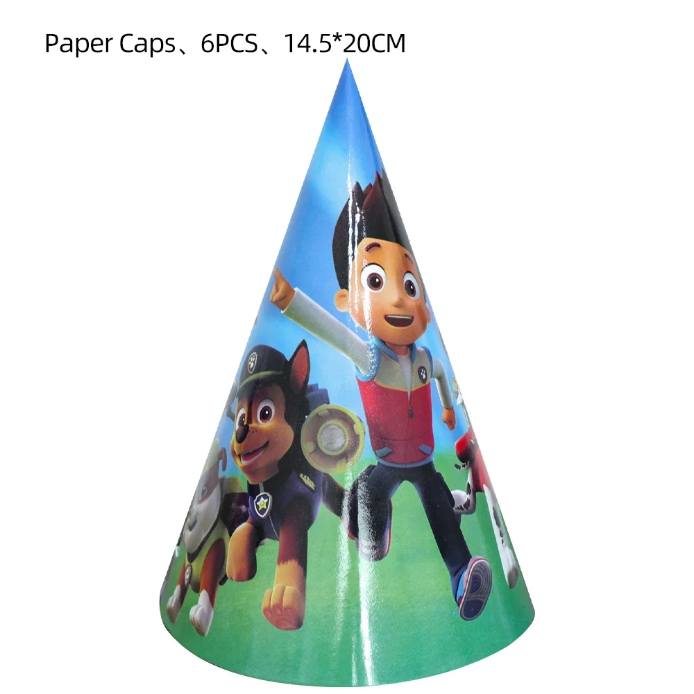 Paw Patrol Dog Cartoon Disposable Paper Cap Banner Spiral Cake Topper Decor Marshall Balloon Baby Shower Birthday Party Supplies