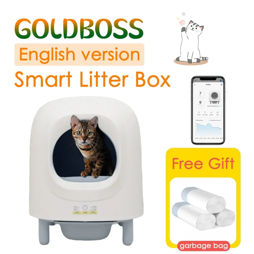AutomaticSmartCatLitterBoxAutoSelfCleaningSandboxWifiSupport