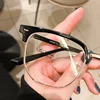 Metal Round Face Near Sight Glasses Male Anti-blue Light Myopia Eyeglasses Half Frame Optical Business Short Sight Eyewear 5
