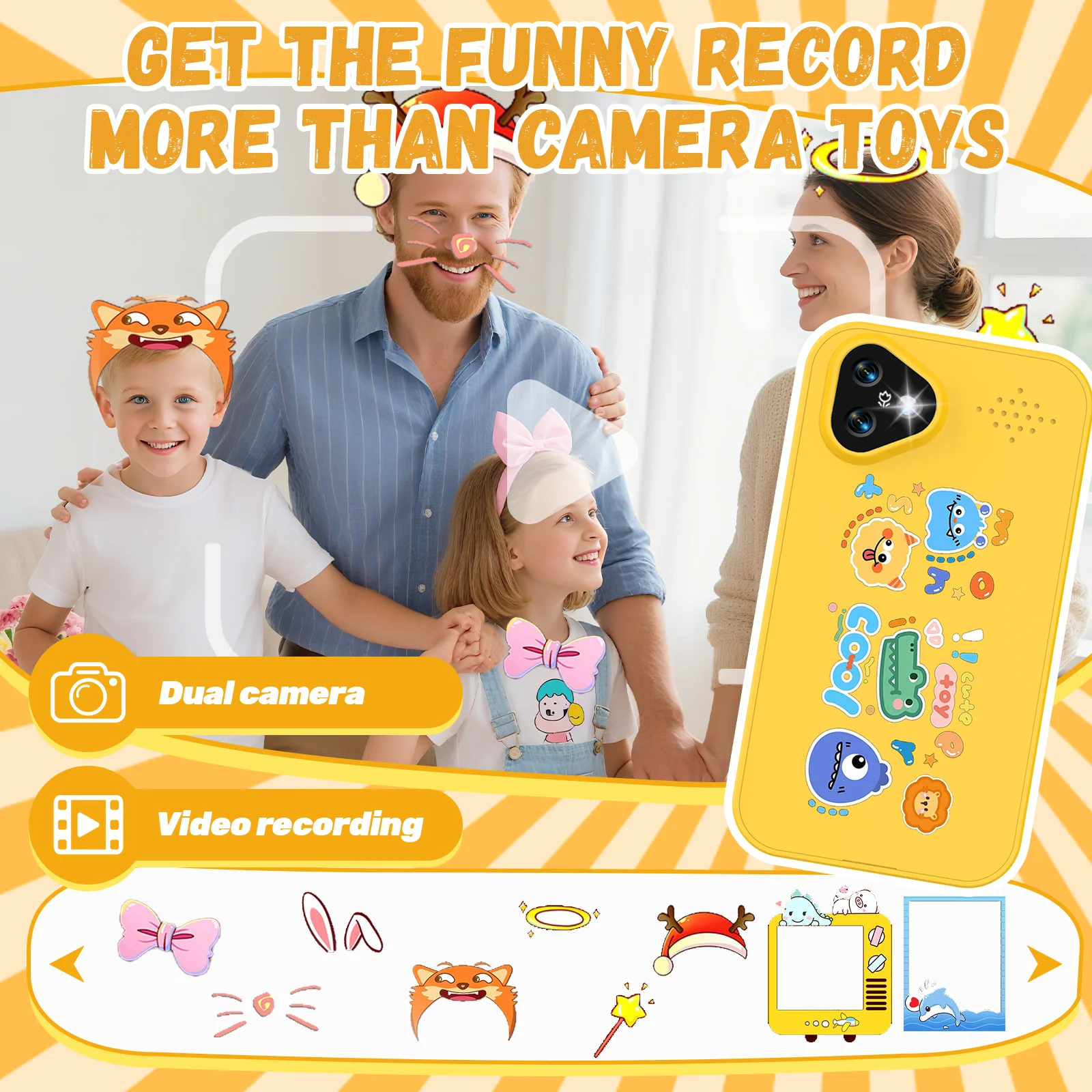Giocattoli Smartphone per Bambini, Giocattoli Educativi con Doppia Fotocamera, Telefoni per Raccontare Storie ai Bambini, Giocattoli Educativi per la Prima Infanzia - immagine 3